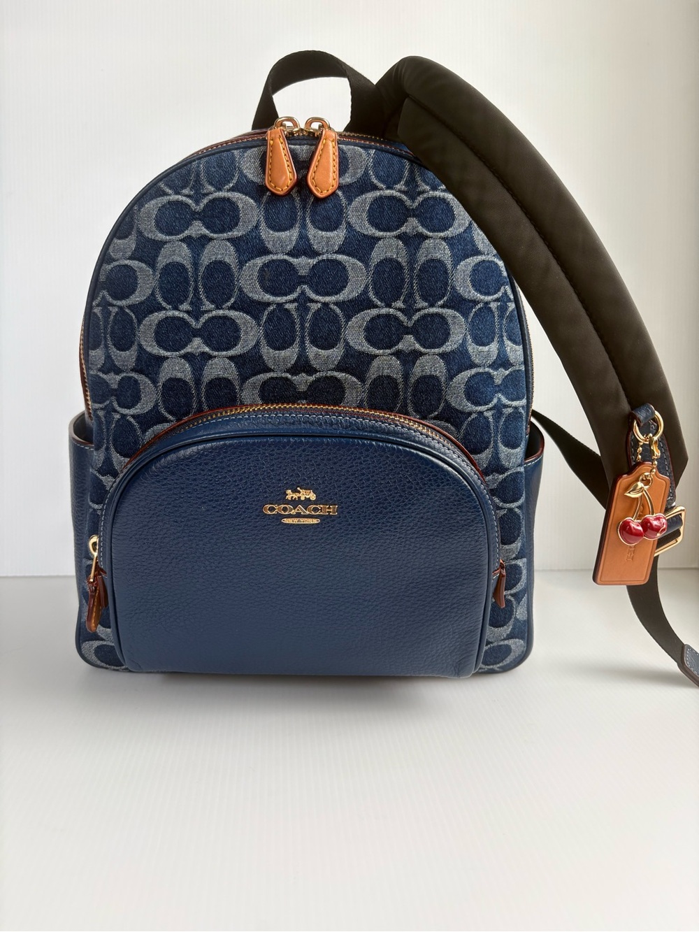 Coach Denim Court Backpack In Signature Canvas Leather Authentic Mint Condition